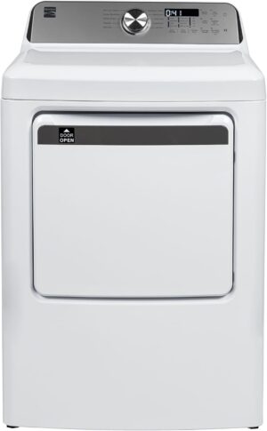 Kenmore 2669162 Front Load Electric Dryer with Wrinkle Guard, Energy Saver, Smart Sensor Drying System, 7.0 cu. ft. Total Capacity, White