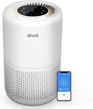 LEVOIT Air Purifier for Home Bedroom, Smart WiFi Alexa Control, Covers up to 916 ft², 3-in-1 Filter with HEPA Sleep Mode for Allergies, Pollutants, Smoke, Dust, 27dB Quiet, Core 200S-P, White