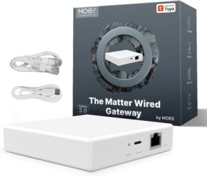 MOES Matter ZigBee Gateway, Smart Home Hub Wired Bridge, Support SmartThings, Homekit and Tuya, Require 2.4GHz WiFi