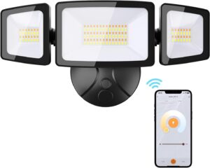 Onforu 55W Smart LED Flood Lights Outdoor, 5500LM, Tunable 2700K-6500K, APP Control, WiFi Alexa Security Lights with Timer & Adjustable 3 Head, IP65 Waterproof for House, Yard, Porch, Garage, Backyard