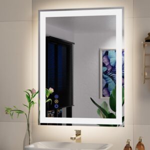 24"x 32" LED Mirror for Bathroom, Front and Backlit Controlled Separately LED Smart Mirror, Wall LED Vanity Mirror with Lights, Stepless Dimmable, Anti Fog, Memory LED Bathroom Mirror(UL ETL)