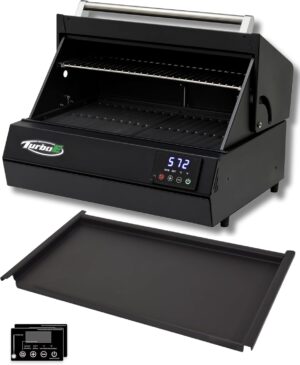 Turbo E Outdoor Electric Grill and Griddle Combo – Includes 24-Inch Smart BBQ Grill, Cast Iron Flat Top Griddle Insert, and Screen Protector