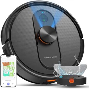 Robot Vacuum and Mop with Mapping, 5000Pa Robotic Vacuums with LiDAR Navigation,No-Go Zones,Wi-Fi/App/Alexa Control, Self-Recharging Vacuum Robot for Pet Hair,Hard Floor,Carpet