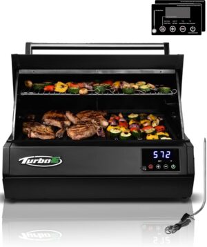 Turbo E Outdoor Electric Grill & Screen Protector Bundle - High-Power 1700W Infrared Grill Technology - 24-Inch Smart BBQ Grill with Probe & Digital Display for Precise Cooking & Searing