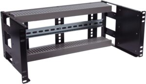 RCB1112BK15 Heavy Duty 4U Rackmount Adjustable Depth Industrial Din Rail Panel Designed for 2 Post or 4 Post EIA310 19 inch Server Rack