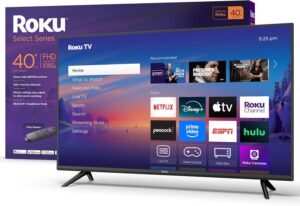 Roku Smart TV 2025 – 40-Inch Select Series, 1080p Full HD TV – RokuTV with Voice Remote – Flat Screen LED Television with Wi-Fi for Streaming Live Local News, Sports, Family Entertainment
