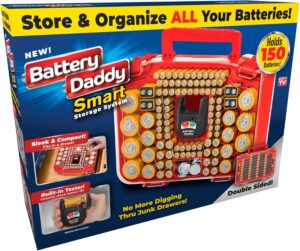Ontel Battery Daddy Smart - Battery Organizer Storage Case with Tester, Stores & Protects Up to 150 Batteries, Clear Locking Lid, As Seen On TV, Smart - 150 Batteries (BADAS-MC4)