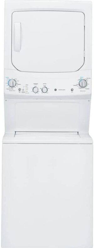 GE GUD27ESSMWW Unitized Spacemaker 3.8 Washer with Stainless Steel Basket and 5.9 Cu. Ft. Capacity Electric Dryer, White