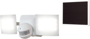 HALO Solar Outdoor LED Light – Motion Sensor – Flood & Security Twin Head Light – 180 Degree Coverage - White