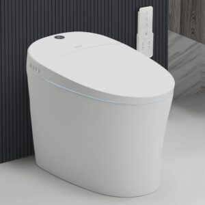 EPLO Smart Toilet,Bidet Toilet Pump-assisted,Blackout Flush,Heated Seat,Dual Auto Flush,Warm Water,Foot Sensor Operation,Modern Tankless Elongated Toilets with LED Display for Bathrooms E16BP