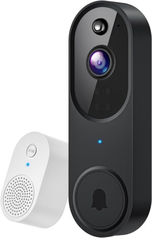 1080P Video Doorbell Camera, Smart Human Detection, Cloud Storage, Chime Included, Live View, 2-Way Audio, IR Night Vision, Battery Powered, Indoor/Outdoor Surveillance