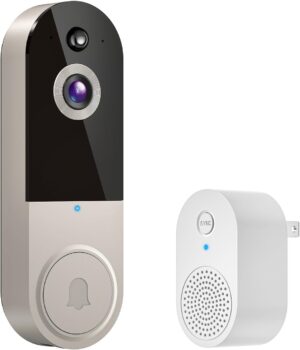 1080p Wireless Video Doorbell Camera with Chime, AI Human Detection, 2-Way Talk, Live View, Night Vision, Cloud Storage, 2.4G WiFi Only, Battery Powered, Indoor Outdoor Surveillance (Linen)