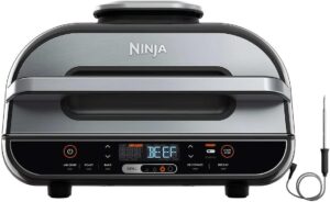 Ninja BG550CO Foodi Smart XL 6-in-1 Indoor Grill with Air Fry, Roast, Bake, Reheat & Dehydrate, Smart Thermometer, Black/Silver (Renewed)