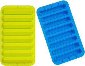 Webake 2 Pack Ice Stick Cube Trays Silicone Ice Cube Molds 8 Cavity for Water Bottles, Sport Drinks, Bottled Soda, Whiskey, Drinks, Cocktails and Resin (Pentagon Colomn Shape) blue+green