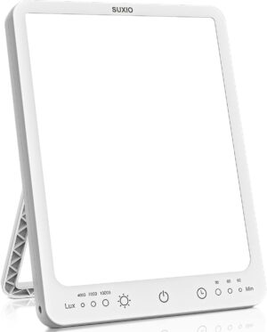 SUXIO Light Therapy Lamp - 10000 Lux Therapy Light, 3 Timing & Mode Happy Lamp, Touch Control Daylight Lamps with Memory Function, Portable Light Therapy Box for Home/Office Use As Lift Mood