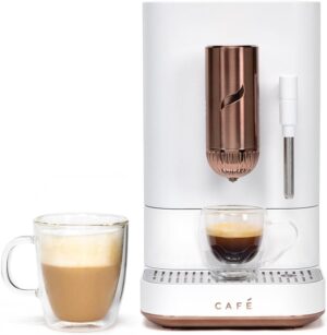 Cafe Affetto Automatic Espresso Machine & Milk Frother with Built In & Adjustable Espresso Bean Grinder, One-Touch Brew in 90 Seconds, Wifi & Smart Connected, Removable 1.2L Water Tank, Matte White