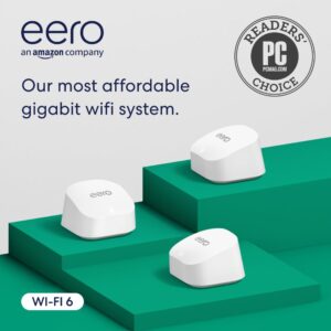 Amazon eero 6+ mesh wifi system - Supports internet plans up to a Gigabit, Coverage up to 4,500 sq. ft., Connect 75+ devices, 3-pack
