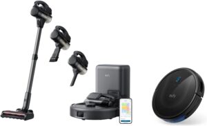 eufy Robot Vacuum 11S MAX Robot Vacuum 3-in-1 E20,Versatile Self Emptying, Max 30,000 pa, Five-Stage Filtration System