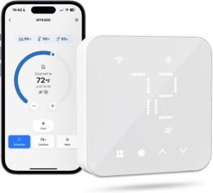 meross Smart Thermostat for Home, WiFi Thermostat Works with Matter, Alexa, Apple Home, Google Assistant, App & Voice Control, 7x24h Scheduling, Energy Saving, C-Wire Required