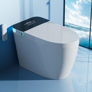 TDH Tankless Smart Toilet, Heated Bidet with Warm Water Sprayer & Dryer, Walk Away Auto Flush and Close,One Piece Bidet Toilet for Bathrooms with Remote Control