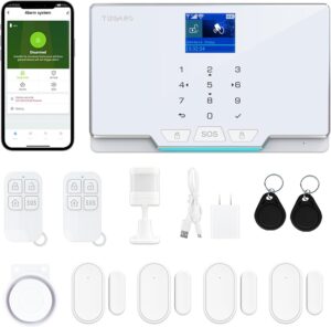 Home Alarm System,12 Pieces Smart Home Alarm Security System DIY No Monthly Fee,Phone Alert,Alarm Siren,Door/Window Sensors,Remotes,Compatible with Alexa and Google, for House Apartment Office,Villa