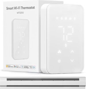 meross Smart Thermostat for Electric Baseboard and in-Wall Heaters Work with HomeKit, Alexa and Google Home, 120V-240V Wi-Fi Programmable Thermostat with Easy Install, Energy Saving, 4 Wires Needed