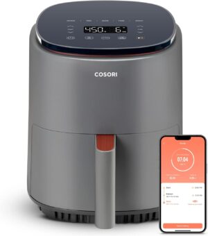 COSORI Air Fryer 4 Qt, 7 Cooking Functions Airfryer, 150+ Recipes on Free App, 97% less fat Freidora de Aire, Dishwasher-safe, Designed for 1-3 People, Lite 4.0-Quart, Smart, Truffle Gray