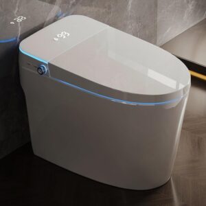 Smart Toilet with Bidet Built In- Automatic Tankless Modern Intelligent Toilet With User Definition, Foot Sensor Flush, Heated Seat, Warm Water Dryer VIP-01