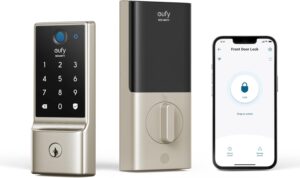 eufy Security Smart Lock C220, Fingerprint Keyless Entry Door Lock, Built-in Wi-Fi, App Remote Control, Front Door Smart Deadbolt, IP53 Waterproof, 8-Months Battery, Nickel