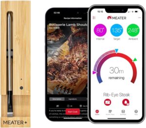 MEATER Plus: Smart Bluetooth Wireless Meat Thermometer Digital | BBQ, Grill, Oven, Smoker, Air Fryer, Kitchen | Perfect for Steak, Chicken, Turkey, and More | Delicous Recipes in App