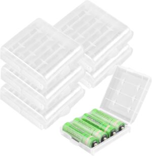 KEEPOW 6 Pcs AA/AAA Battery Storage Case Holder Box, Clear Color