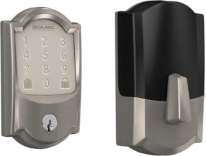 Schlage Encode Smart WiFi Deadbolt Lock for Front Door - Keyless Entry with App or Touchscreen - Works with Alexa, Apple HomeKit, Hey Google, & Airbnb - Create Codes for Guests - Satin Nickel Silver