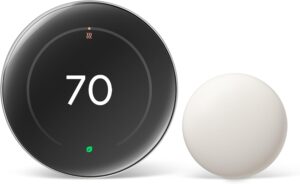 Google Nest Learning Thermostat (4th Gen, 2024) with Nest Temperature Sensor - Energy Saving Smart Thermostat with Adaptive Eco - Works with Alexa and Google Home App - Polished Silver