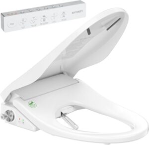 Smart Bidet Toilet Seat, Electric Heated Toilet Seat with Instant Warm Bidet Wash & Warm Air Dryer, Self-Cleaning Stainless Steel Nozzle, Soft Close Lid, Elongated