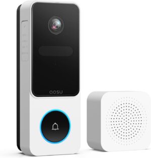 AOSU Doorbell Camera Wireless- Head-to-Toe View, Intelligent Package Detection, 2.4G WiFi Video Doorbell with Chime, Support Local Storage, Smart Human Detection, Works with Alexa and Google Assistant