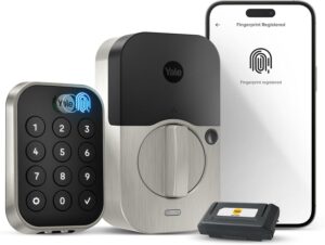 Yale Assure Lock 2 Touch Deadbolt, Satin Nickel Key-Free Smart Entry Door Lock with Wi-Fi Connected Touchscreen Keypad and Fingerprint Scanner for Code Entry and Remote Access, YRD430-F-WF1-619