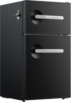 Frigidaire, 3.1 Cu. Ft. 2 Door Retro Series Compact Refrigerator, Built-In Side Bottle Opener, Onyx