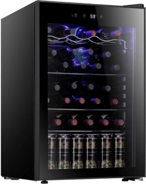 Antarctic Star 36 Bottle Wine Cooler/Cabinet BeverageRefrigerator Small Mini Wine Cellar Beer Soda Bar Fridge Quiet Operation Compressor Adjust Temperature Freestanding Black, 4.4 Cu. ft