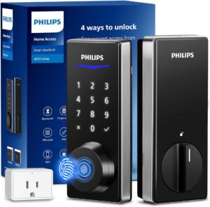 Philips Wi-Fi Smart Door Lock, Keyless Entry Door Lock with App Control,Fingerprint ID,Auto Lock,Keypad Deadbolt with Wi-Fi Bridge Adaptor,Smart Locks for Front Door-Satin Nickel