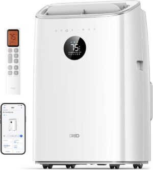 Dreo Portable Air Conditioners, 8,000 BTU Air Conditioner for Bedroom with Drainage-free Cooling, 45dB Quiet, APP/Voice/Remote, 24h Timer with Fan & Dehumidifier, Smart AC Unit for Room Indoors