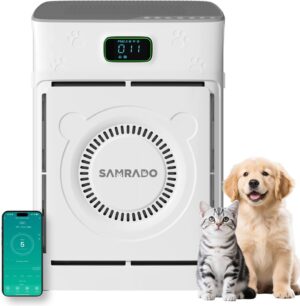 Smart Pet Air Purifiers for Home Large Room Up to 2500 Ft² with Washable Filter,Double-Sided Air Inlet,Smart Life,H13 HEPA Filter,OTA Upgrade,PM 2.5 Display,Air Cleaner for Smoke,Pet Dander,Pollen,48W
