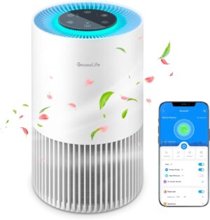 GoveeLife Smart Air Purifiers for Bedroom, HEPA Portable Filter Cleaner with WiFi Alexa Control for Pet Hair Odors Pollen Smoke, 24dB Quiet Air Purifier with 3 Speeds, Timer, Aromatherapy for Desktop