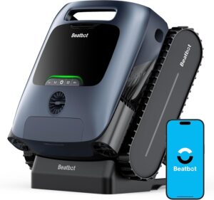 Beatbot AquaSense Pro Pool Robot Vacuum, 5-in-1 Comprehensive Cleaning, Intelligent Surface Parking, Clarifies Water, Skims Water Surface, Ideal for Inground Pool up to 3,299 Sq.ft - Navy Blue