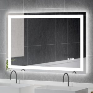 USHOWER 48x32 Inch Modern LED Bathroom Mirror - Smart Backlit Vanity Mirror with Anti-Fog, Dimmable Lights, Wall Mounted, 1/5 Inch Tempered Glass