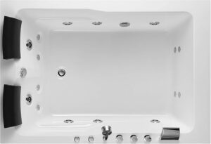 Empava 2 Person Whirlpool Bathtub,71” Whirlpool Tubs with 16 Jets,Jetted bathtub,Acrylic SPA Bath Tub,2 Person Hydro Massage Bathtub with Right Drain,3-Side Apron,White