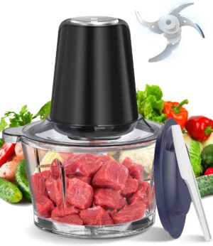 Meat Chopper, Chopper Electric with Meat Grinder & Vegetable Chopper, Kitchen in the Box 500W Electric Garlic Mincer, Mini Food Processor for Baby Food, Meat, Onion, Vegetables 2 Speed, 4 Sharp Blades