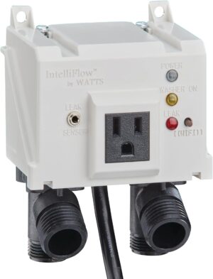 Watts A2C-SC Series Intelliflow 1/2" Washing Machine Smart Water Shutoff Valve with Leak Sensor, Inlet Adapters, Without Wall Box, Automated Flood Detection with Real-Time Text and E-Mail Alerts