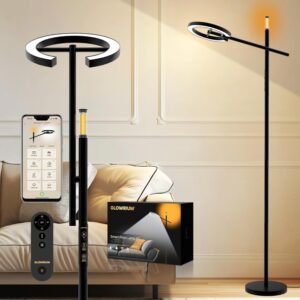 GLOWRIUM Smart Floor Lamp with APP, Stepless Dimmable Reading Floor Lamps 2700-6500K,Circadian Rhythm,Timer,Countdown,Modern Bright Floor Lamp for Living Room Bedroom Office
