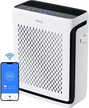 LEVOIT Air Purifier for Home Large Room Bedroom Up to 1074 Ft² with Air Quality Monitor, Smart WiFi, Washable Pre-Filter, HEPA Sleep Mode for Pets, Allergies, Dust, Pollen, Vital 100S-P, White