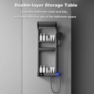 Thermostatic Shower System, 2025 Upgraded 6 Functions Piano Key Design Shower Set, 40x10cm Shower Faucet Sets Complete and Handheld, LED Digital Display, Bathtub Faucet, 59A Copper,Black